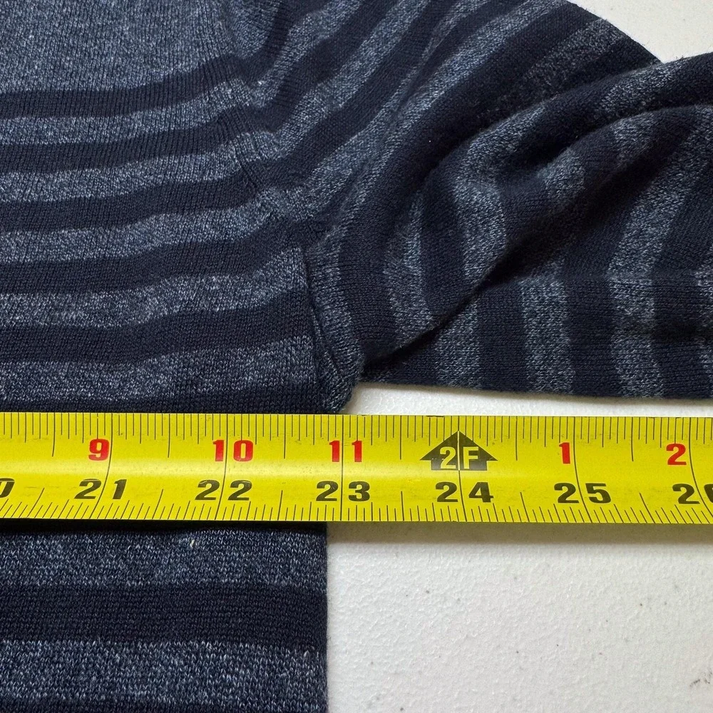 Banana Republic Sweater Mens XL Blue Silk Linen Stripe Crewneck Knit Lightweight